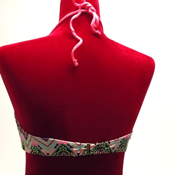 Breaking Waves Multicolor ruched halter Bikini Top junior sz M swimwear - Picture 8 of 11